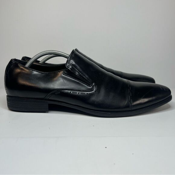 Kenneth Cole Reaction Eddy Brogue Slip On Black Loafers - Picture 1 of 12